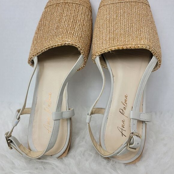 Ana Palma Beige Made In Spain Slingback Flats Sandals Shoes Size 6.5 - Picture 8 of 10